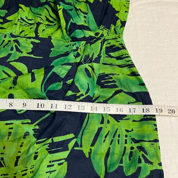 Banana Republic 8P Petite Linen Blend Dress – Green Tropical Leaf Print Sheath - Picture 9 of 11